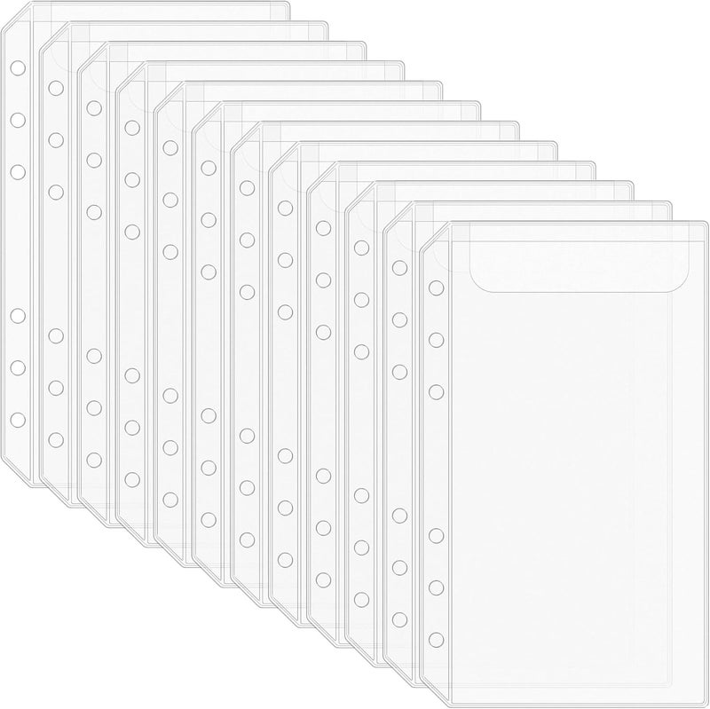 Antner 12PCS A6 Binder Pockets 6-Hole No Zipper Budget Cash Envelopes for Money Organizer, Zipless A6 Planner Inserts Cash Stuffing Envelopes Binder Pouches Folders Loose Leaf Filling Document Bags - Image 1